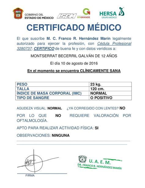 certificado médico